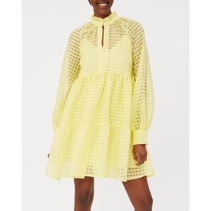 Tuckernuck Lemon Yellow Long-Sleeve Tiered Mini Dress